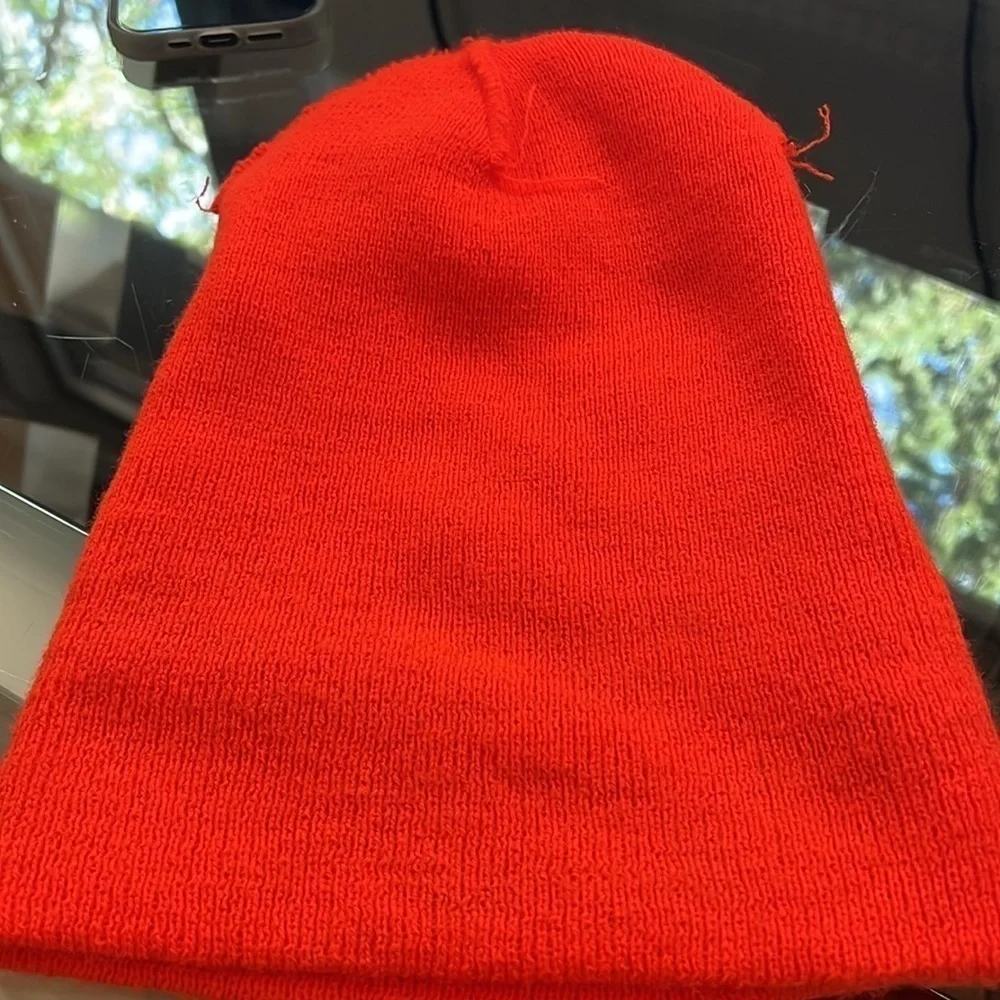 Carhartt Bright Neon Orange Ribbed Beanie Foldover Hat - One Size - unisex